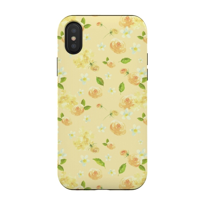 iPhone Xs / X StrongFit Lovely Yellow Roses Pattern by  Utart