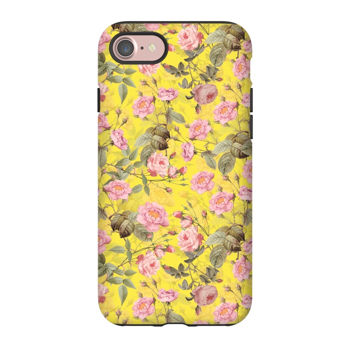 iPhone 7 StrongFit Pink English Roses on Yellow - Pattern by  Utart