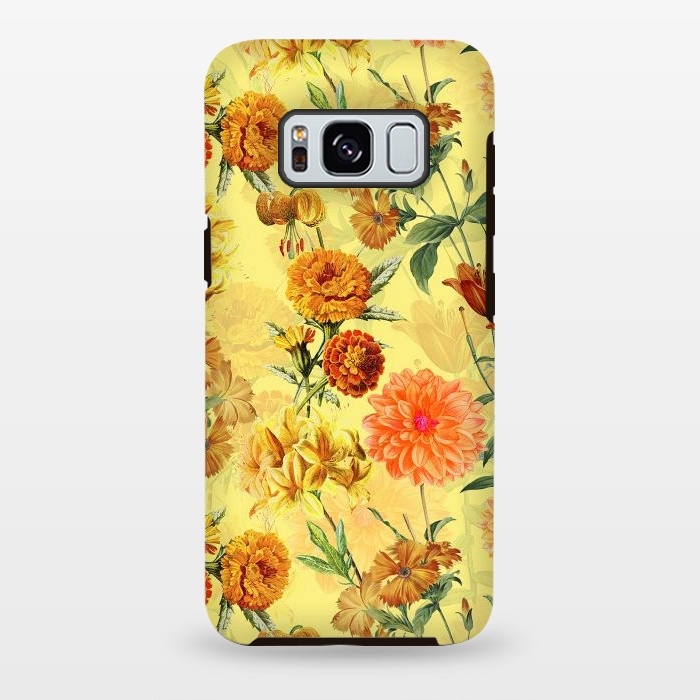 Galaxy S8 plus StrongFit Yellow vintage Flower Pattern by  Utart