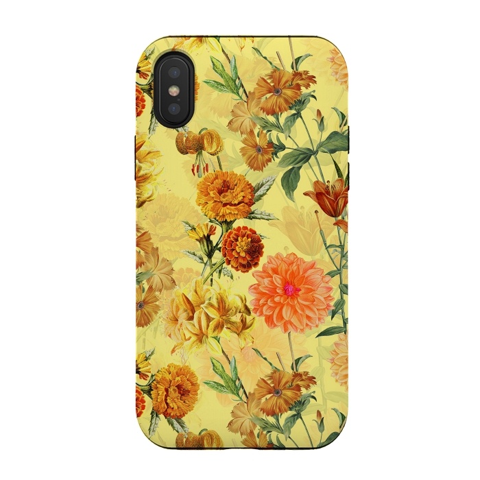 iPhone Xs / X StrongFit Yellow vintage Flower Pattern by  Utart