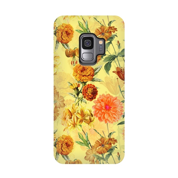 Galaxy S9 StrongFit Yellow vintage Flower Pattern by  Utart