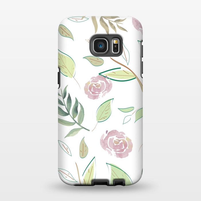 Galaxy S7 EDGE StrongFit Festive Watercolor Flowers 3 by Bledi