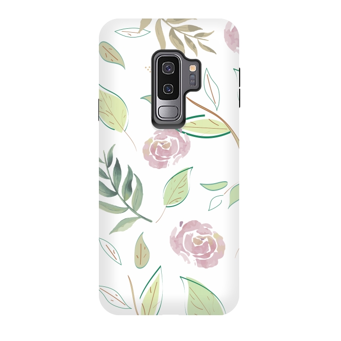 Galaxy S9 plus StrongFit Festive Watercolor Flowers 3 by Bledi