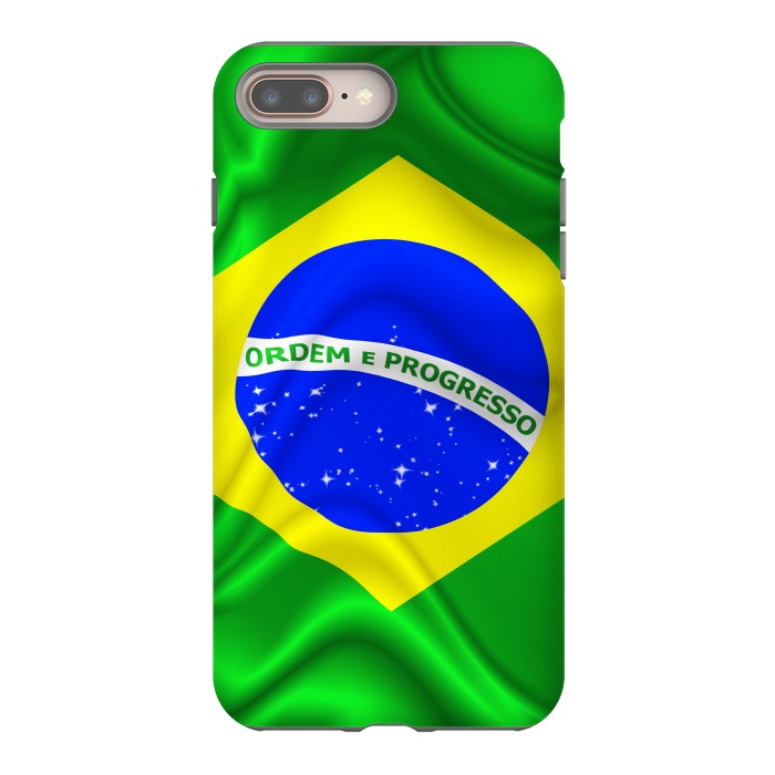 iPhone 7 plus StrongFit Brazil Waving Silk Flag by BluedarkArt
