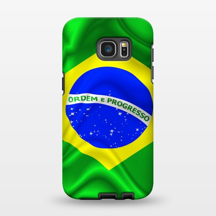 Galaxy S7 EDGE StrongFit Brazil Waving Silk Flag by BluedarkArt