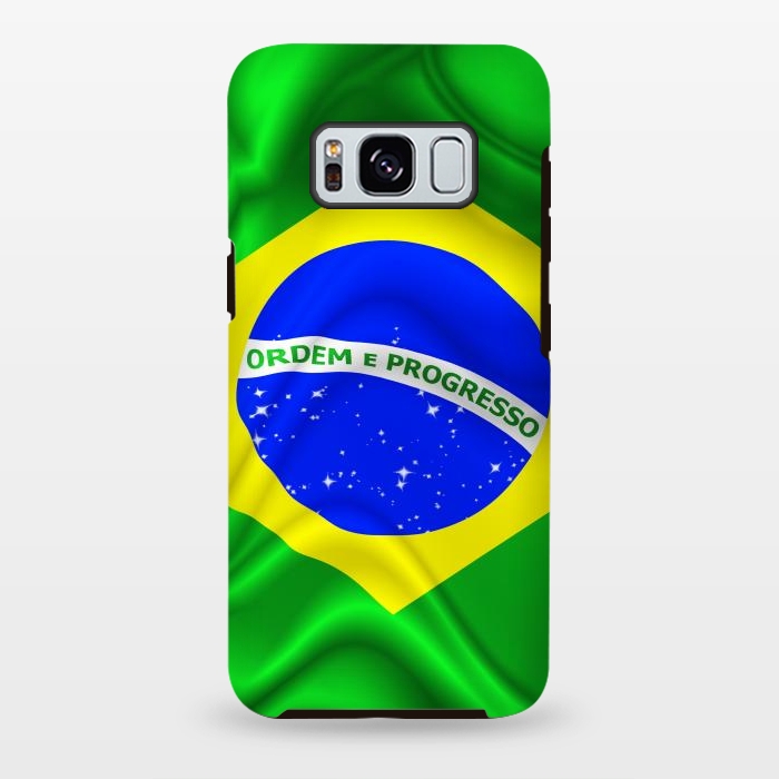 Galaxy S8 plus StrongFit Brazil Waving Silk Flag by BluedarkArt