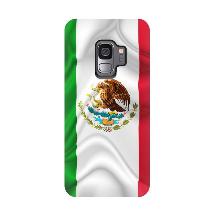 Galaxy S9 StrongFit  Mexico Waving Silk Flag by BluedarkArt