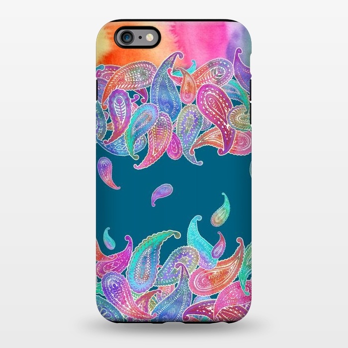 iPhone 6/6s plus StrongFit Rainbow Paisley Rain on Blue by Micklyn Le Feuvre