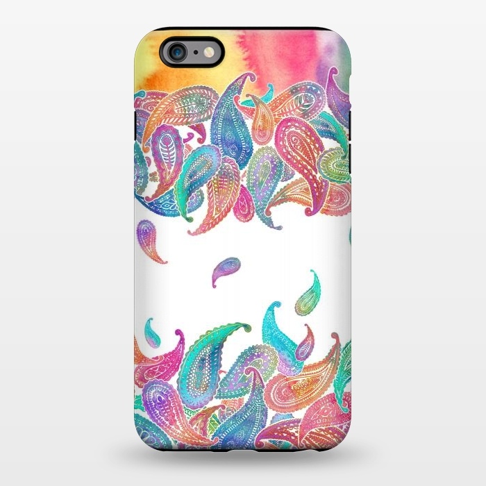 iPhone 6/6s plus StrongFit Rainbow Paisley Rain on White by Micklyn Le Feuvre