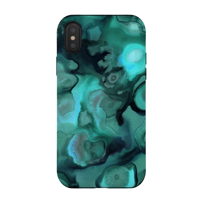 iPhone Xs / X StrongFit Ebb and Flow in Emerald by Micklyn Le Feuvre
