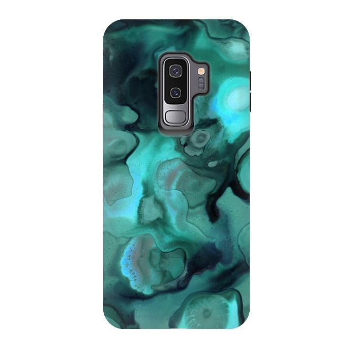 Galaxy S9 plus StrongFit Ebb and Flow in Emerald by Micklyn Le Feuvre