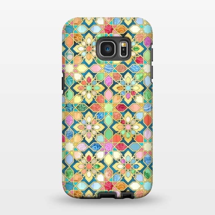 Galaxy S7 EDGE StrongFit Gilded Moroccan Mosaic Tiles by Micklyn Le Feuvre