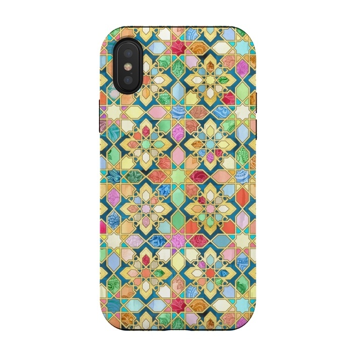 iPhone Xs / X StrongFit Gilded Moroccan Mosaic Tiles by Micklyn Le Feuvre