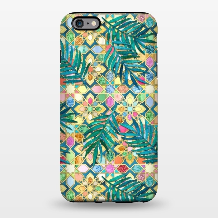 iPhone 6/6s plus StrongFit Gilded Moroccan Mosaic Tiles with Palm Leaves by Micklyn Le Feuvre