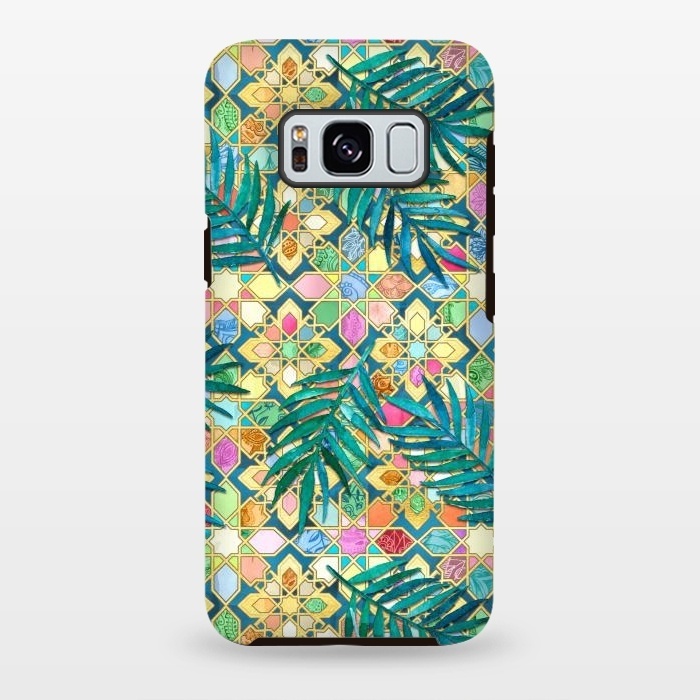 Galaxy S8 plus StrongFit Gilded Moroccan Mosaic Tiles with Palm Leaves by Micklyn Le Feuvre