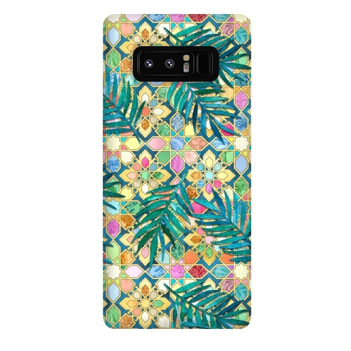 Galaxy Note 8 StrongFit Gilded Moroccan Mosaic Tiles with Palm Leaves by Micklyn Le Feuvre