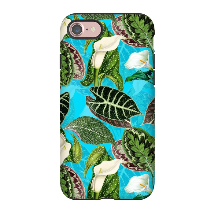 iPhone 7 StrongFit Fresh tropical Flowers and Leaves Pattern by  Utart