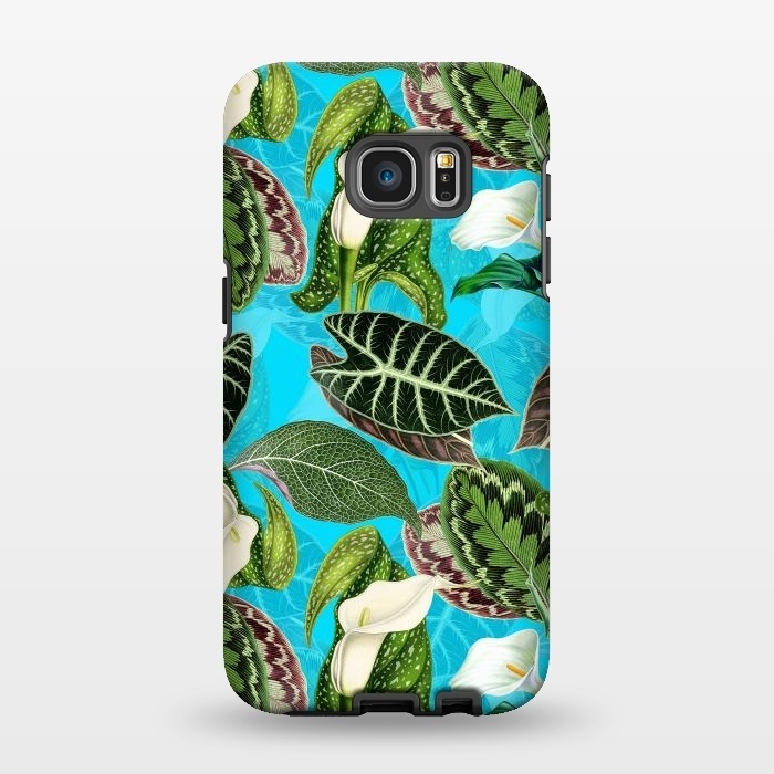 Galaxy S7 EDGE StrongFit Fresh tropical Flowers and Leaves Pattern by  Utart