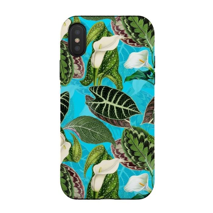 iPhone Xs / X StrongFit Fresh tropical Flowers and Leaves Pattern by  Utart