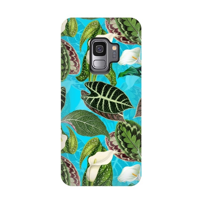 Galaxy S9 StrongFit Fresh tropical Flowers and Leaves Pattern by  Utart