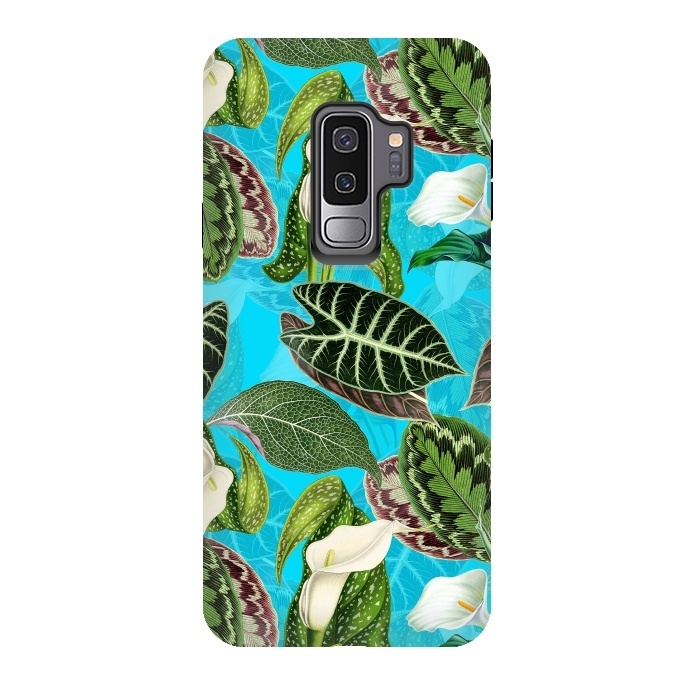 Galaxy S9 plus StrongFit Fresh tropical Flowers and Leaves Pattern by  Utart