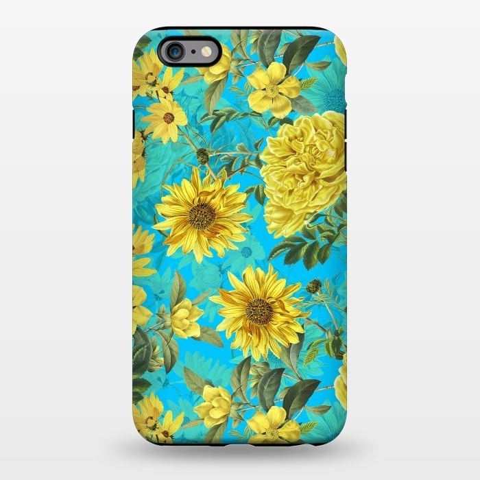iPhone 6/6s plus StrongFit Sunflowers and Yellow Roses on Teal Pattern by  Utart