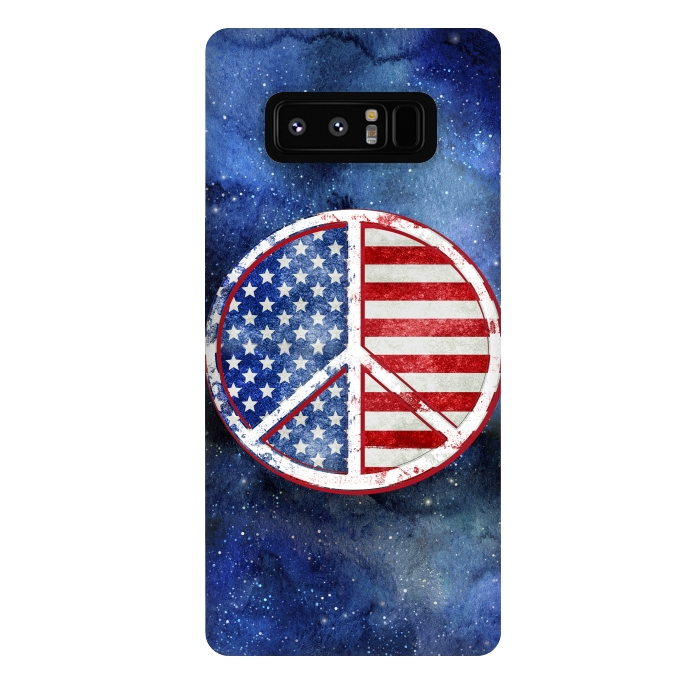 Galaxy Note 8 StrongFit Peace Sign Stars and Stripes USA Flag 2 by Andrea Haase