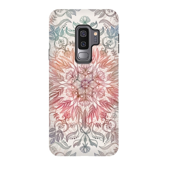 Galaxy S9 plus StrongFit Autumn Spice Mandala in Coral and Cream by Micklyn Le Feuvre