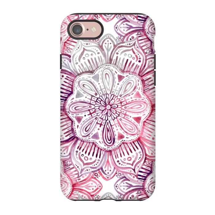 iPhone 7 StrongFit Burgundy Blush Watercolor Mandala by Micklyn Le Feuvre