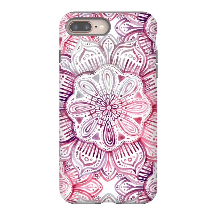 iPhone 7 plus StrongFit Burgundy Blush Watercolor Mandala by Micklyn Le Feuvre