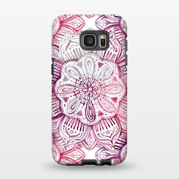 Galaxy S7 EDGE StrongFit Burgundy Blush Watercolor Mandala by Micklyn Le Feuvre