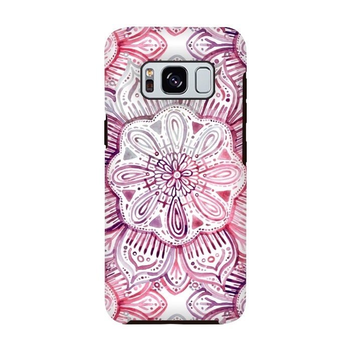 Galaxy S8 StrongFit Burgundy Blush Watercolor Mandala by Micklyn Le Feuvre