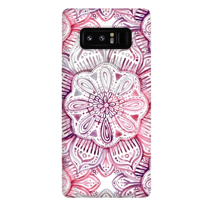 Galaxy Note 8 StrongFit Burgundy Blush Watercolor Mandala by Micklyn Le Feuvre