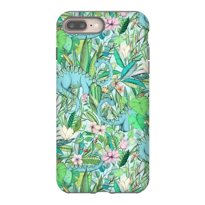 iPhone 7 plus StrongFit Summer Floral with Dinosaurs by Micklyn Le Feuvre