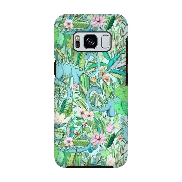 Galaxy S8 StrongFit Summer Floral with Dinosaurs by Micklyn Le Feuvre