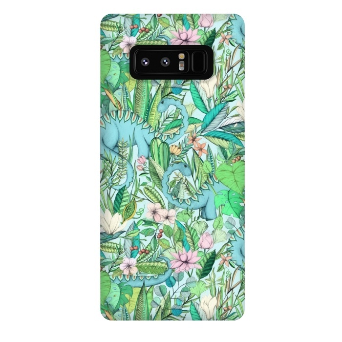 Galaxy Note 8 StrongFit Summer Floral with Dinosaurs by Micklyn Le Feuvre