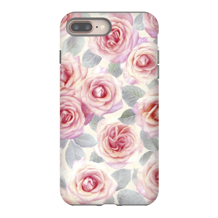 iPhone 7 plus StrongFit Painted Pink and Mauve Roses by Micklyn Le Feuvre