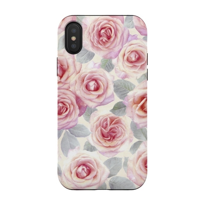 iPhone Xs / X StrongFit Painted Pink and Mauve Roses by Micklyn Le Feuvre