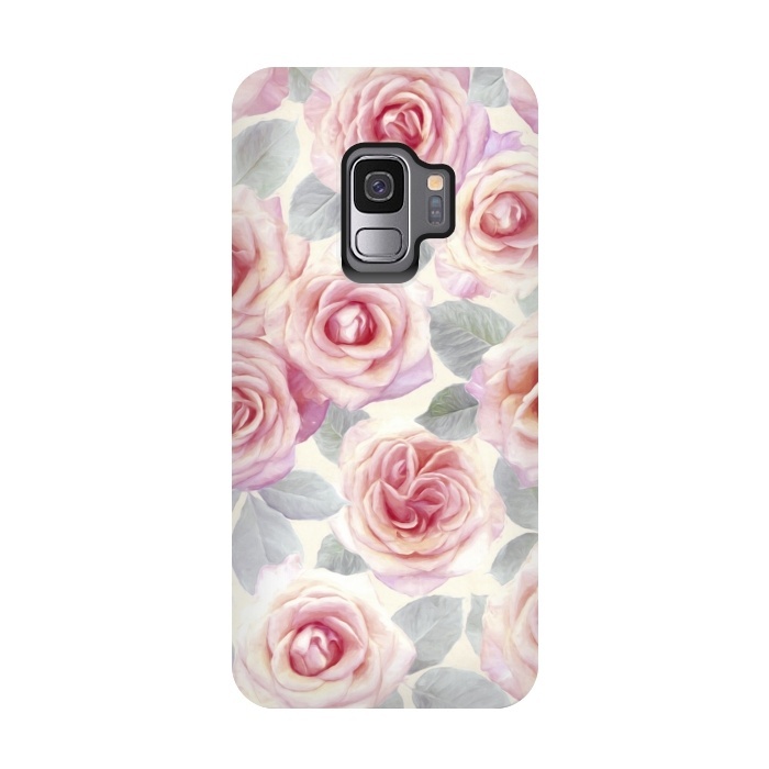 Galaxy S9 StrongFit Painted Pink and Mauve Roses by Micklyn Le Feuvre