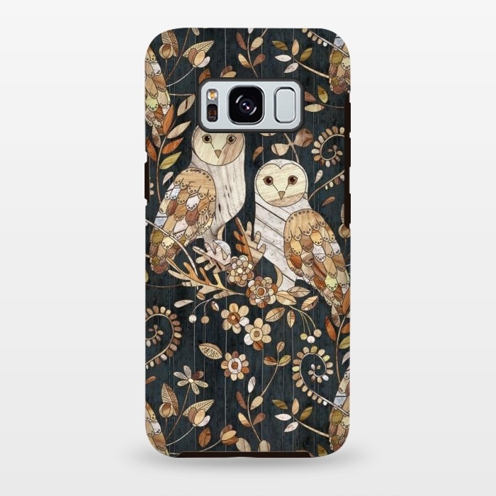 Galaxy S8 plus StrongFit Wooden Wonderland Barn Owl Collage by Micklyn Le Feuvre