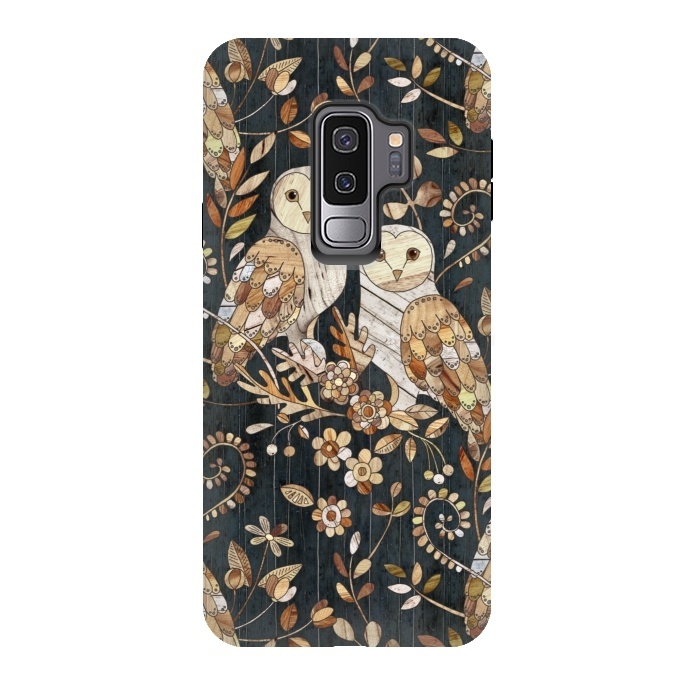 Galaxy S9 plus StrongFit Wooden Wonderland Barn Owl Collage by Micklyn Le Feuvre