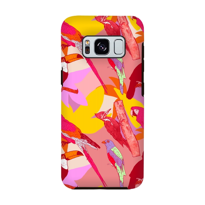 Galaxy S8 StrongFit Jungle Birds by Nick Cocozza