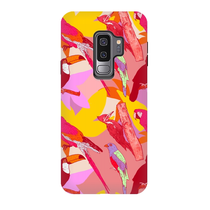 Galaxy S9 plus StrongFit Jungle Birds by Nick Cocozza