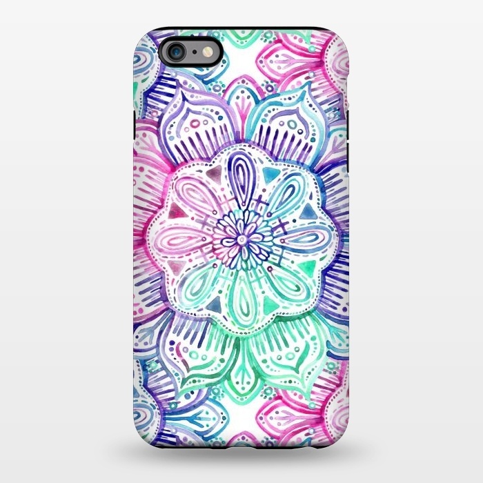 iPhone 6/6s plus StrongFit Watercolor Mandala in Mint, Magenta and Purple by Micklyn Le Feuvre