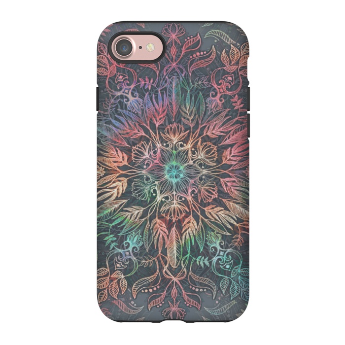 iPhone 7 StrongFit Winter Sunset Mandala in Charcoal, Mint and Melon by Micklyn Le Feuvre