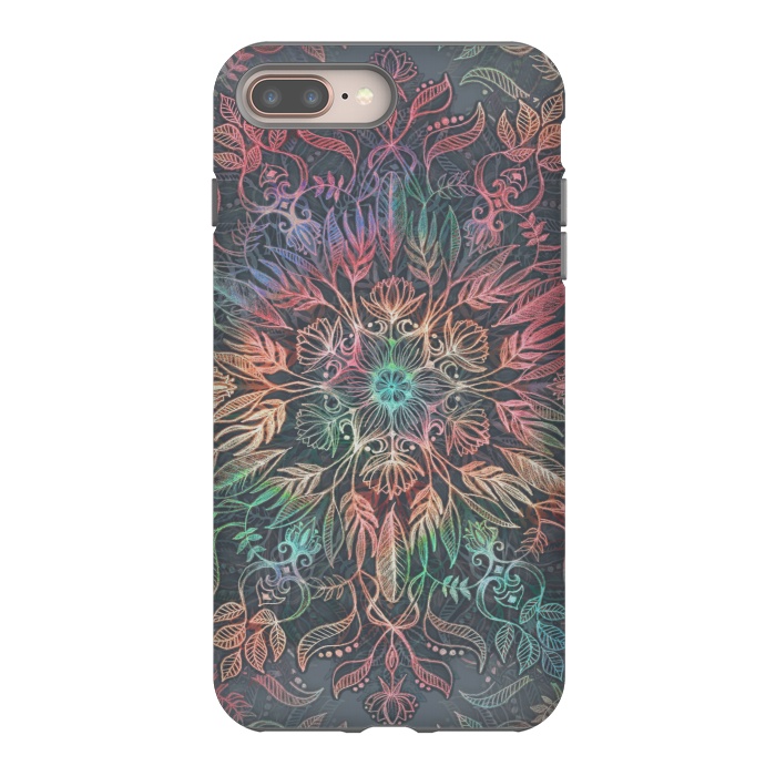 iPhone 7 plus StrongFit Winter Sunset Mandala in Charcoal, Mint and Melon by Micklyn Le Feuvre