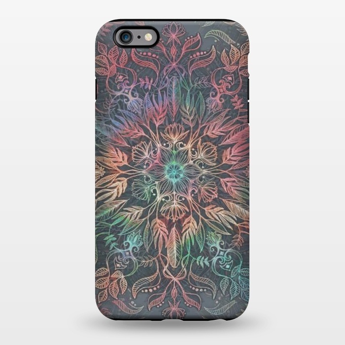 iPhone 6/6s plus StrongFit Winter Sunset Mandala in Charcoal, Mint and Melon by Micklyn Le Feuvre