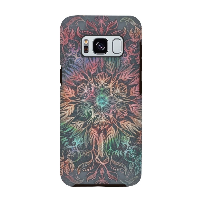 Galaxy S8 StrongFit Winter Sunset Mandala in Charcoal, Mint and Melon by Micklyn Le Feuvre