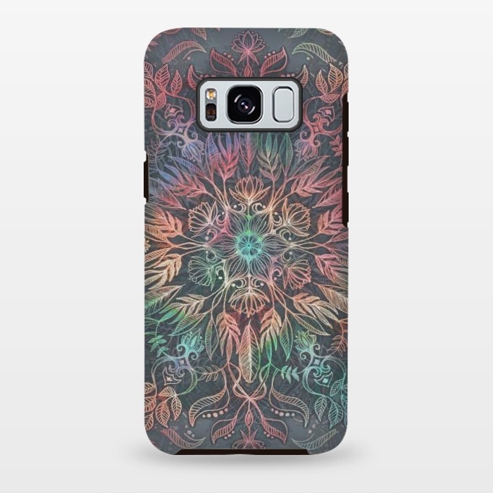 Galaxy S8 plus StrongFit Winter Sunset Mandala in Charcoal, Mint and Melon by Micklyn Le Feuvre
