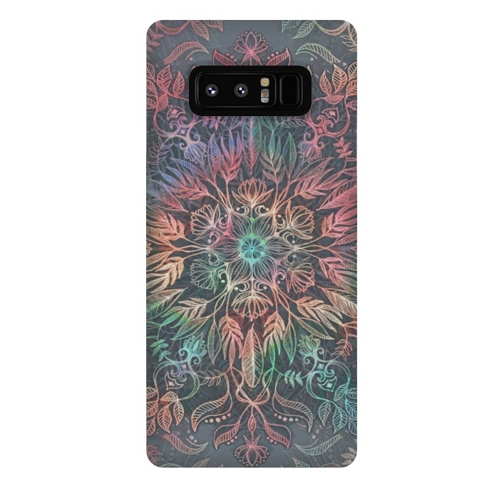 Galaxy Note 8 StrongFit Winter Sunset Mandala in Charcoal, Mint and Melon by Micklyn Le Feuvre